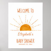 Boho Yellow Sunshine Baby shower Welkomstteken Poster (Voorkant)