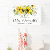 Boho Yellow Zonnebloem Bloemen Verlovingsfeest Spandoek (Insitu)