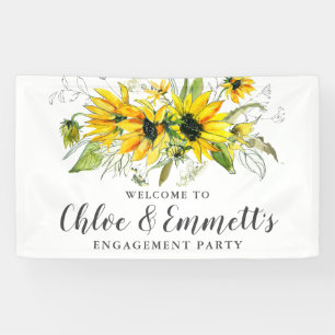 Boho Yellow Zonnebloem Bloemen Verlovingsfeest Spandoek
