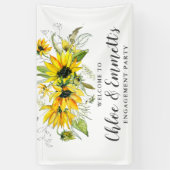 Boho Yellow Zonnebloem Bloemen Verlovingsfeest Spandoek (Verticaal)