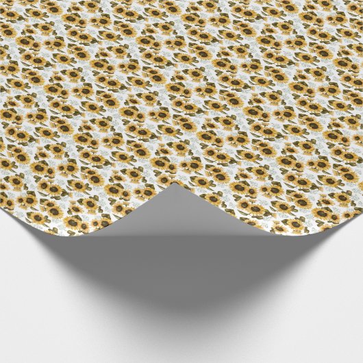 Boho Yellow Zonnebloem Cadeaupapier (Hoek)