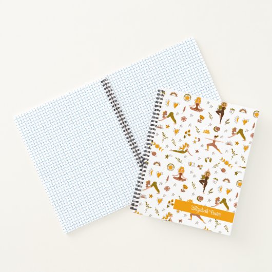 Boho Yoga Meisje Aangepaste Naam Notitieboek (Binnen)