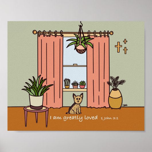 Boho Yorkie digitale kunst print 1 John 3:1 (Voorkant)