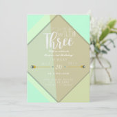 Boho Young Wild & Drie | 3e verjaardag feest Kaart (Staand voorkant)