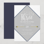 Boho Young Wild & Drie | 3e verjaardag feest Kaart (Voorkant / Achterkant)