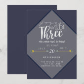 Boho Young Wild & Drie | 3e verjaardag feest Kaart (Voorkant / Achterkant)