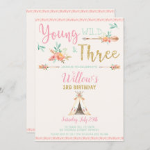 Boho Young Wild en 3e verjaardag Girl