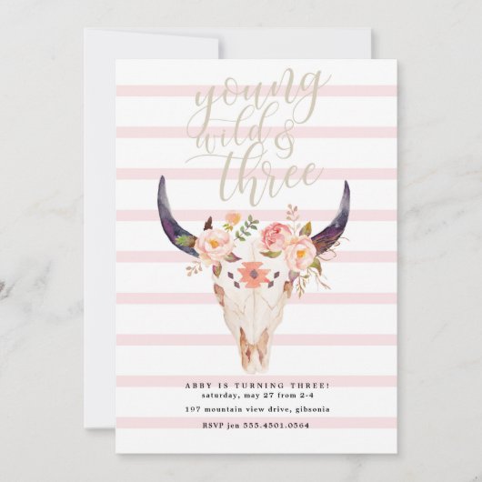 Boho Young Wild en drie verjaardagen Kaart (Voorkant)