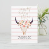Boho Young Wild en drie verjaardagen Kaart (Staand voorkant)