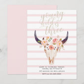 Boho Young Wild en drie verjaardagen Kaart (Voorkant / Achterkant)