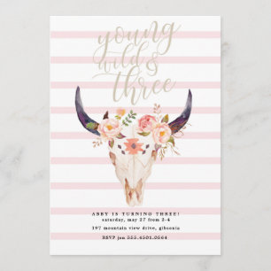 Boho Young Wild en drie verjaardagen Kaart