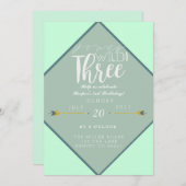 Boho Young Wild & Three | 3e verjaardag Kaart (Voorkant / Achterkant)