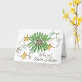 Boho Yule Cedar & Stars Winter Solstice Holiday Kaart (Gele Bloem)