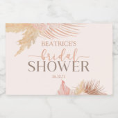 Boho Zachroze Roze Bloemige Bloemen Bruiloft Mini Sparkling Wijnetiket (Enkel label)