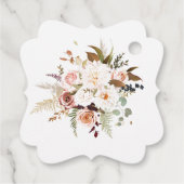 Boho Zacht Gekleurde Rozen/Witte Bloemen Huwelijk Bedankjes Labels (Achterkant)