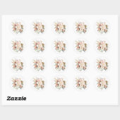 Boho Zacht Gekleurde Rozen Witte Bloemen Huwelijk Ronde Sticker (Vel)