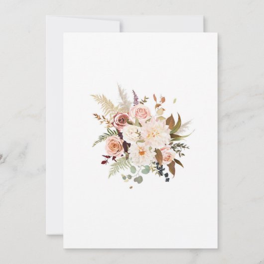 Boho Zacht Gekleurde Rozen & Witte Bloemen Wedding Kaart (Achterkant)