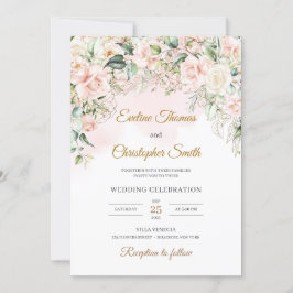 Boho zacht pastel roze bloemsalie eucalyptus goud kaart
