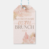 Boho Zacht Roze Bloemige Bloemen Baby Shower Cadeaulabel (Achterkant)