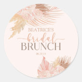 Boho Zacht Roze Bloemige Bruiloft Brunch Ronde Sticker (Voorkant)