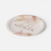 Boho Zacht Roze Bloemige Bruiloft Shower Papieren Bordje (Gekanteld)