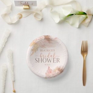 Boho Zacht Roze Bloemige Bruiloftsshower Papieren Kommen