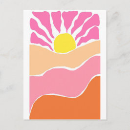 Boho zacht roze en oranje zonsondergang  briefkaart