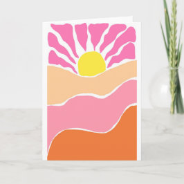 Boho zacht roze en oranje zonsondergang  kaart