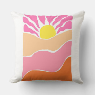 Boho zacht roze en oranje zonsondergang kussen