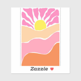Boho zacht roze en oranje zonsondergang  sticker