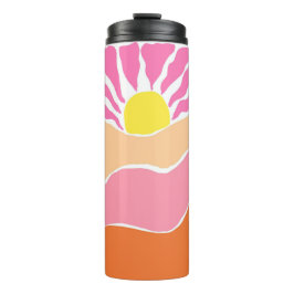 Boho zacht roze en oranje zonsondergang  thermosbeker