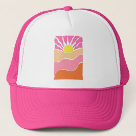 Boho zacht roze en oranje zonsondergang  trucker pet