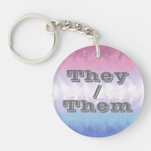 Boho Zachte Aanpasbare Voornaamwoord Bigender Prid Sleutelhanger (Voorkant)