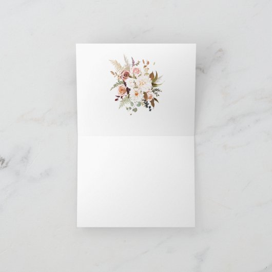Boho Zachte Gekleurde Rozen/Witte Bloemen Bruiloft Bedankkaart (Binnen)