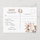 Boho Zachte Gekleurde Rozen/Witte Bloemen RSVP Briefkaart (Achterkant)