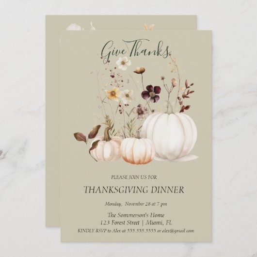 Boho Zachte Kleur Pompoen Geef Bedankt Kaart (Voorkant / Achterkant)