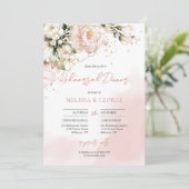 Boho zachte pastel roze rozen eucalyptus en goud kaart (Staand voorkant)