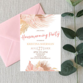Boho Zachte Roze Bloemen Bloem Housewarming Party Kaart