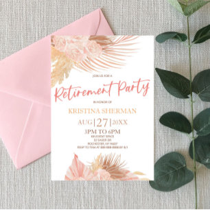 Boho Zachte Roze Bloemen Bloem Pensioen Party Kaart