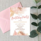 Boho Zachte Roze Bloemen Verjaardagsfeestje Kaart