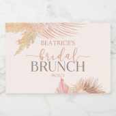 Boho zachte roze bloemige bruiloft brunch sparkling wijnetiket (Enkel label)