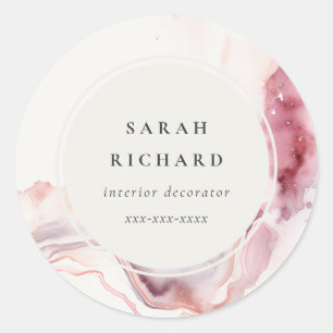 Boho zachte roze rode waterverf abstract agaat ronde sticker