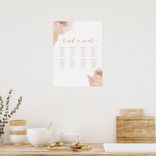 Boho Zachte Roze Zitting Grafiek Poster (Keuken)
