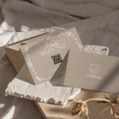 Boho Zachte Taupe Bloem QR Code Botanische Bruilof RSVP Kaartje