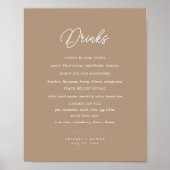 Boho Zand Minimalistische Script Bruiloft Bar Menu Poster (Voorkant)
