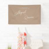 Boho Zand Minimalistische Script Bruiloft Welkom B Spandoek (Insitu)