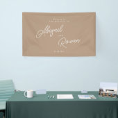Boho Zand Minimalistische Script Bruiloft Welkom B Spandoek (Beurs)