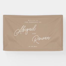 Boho Zand Minimalistische Script Bruiloft Welkom B Spandoek