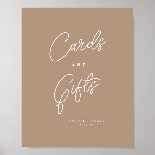 Boho Zand Minimalistische Script Kaarten & Cadeaus Poster (Voorkant)