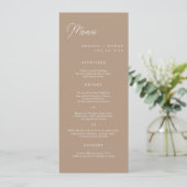 Boho Zand Minimalistische Script Lange Trouwmenu K Kaart (Staand voorkant)
